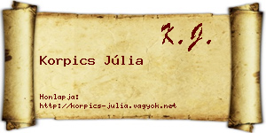Korpics Júlia névjegykártya